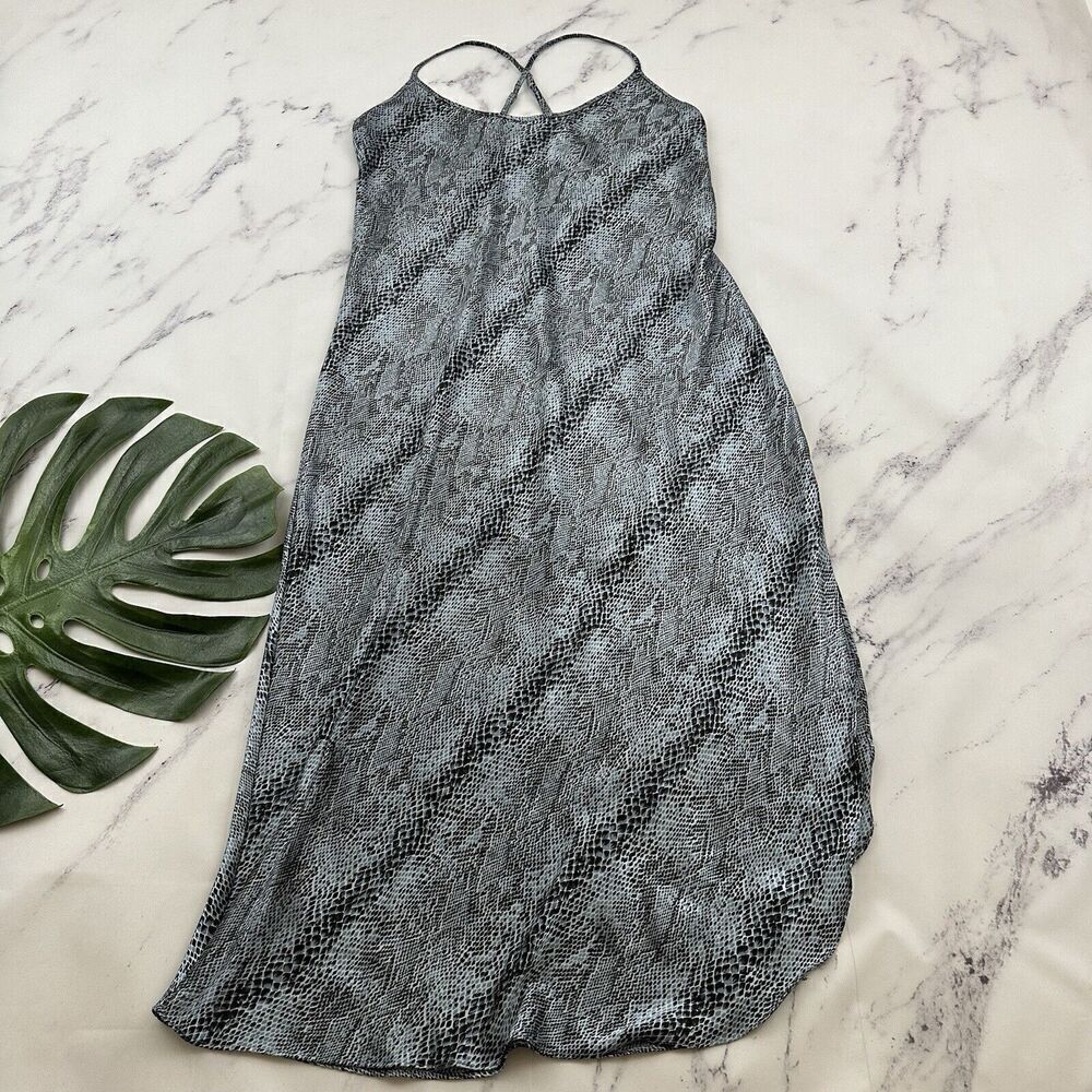 Violets & Roses Womens Vintage Y2k Midi Slip Nightie Dress Size M Gray Snakeskin